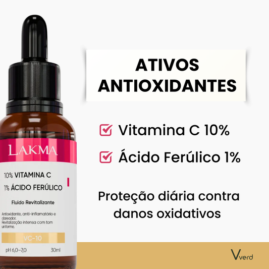 SÉRUM FACIAL VITAMINA C 10% + ÁCIDO FERÚLICO 1% – 30ml LAKMA