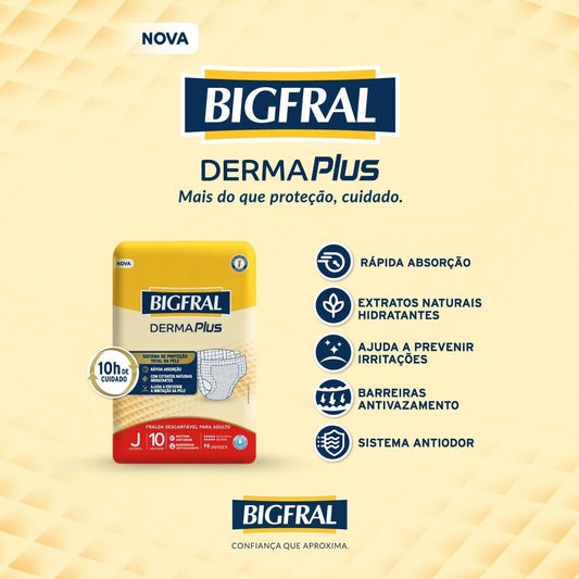FRALDA BIGFRAL DERMA PLUS JUVENIL 10 UNIDADES