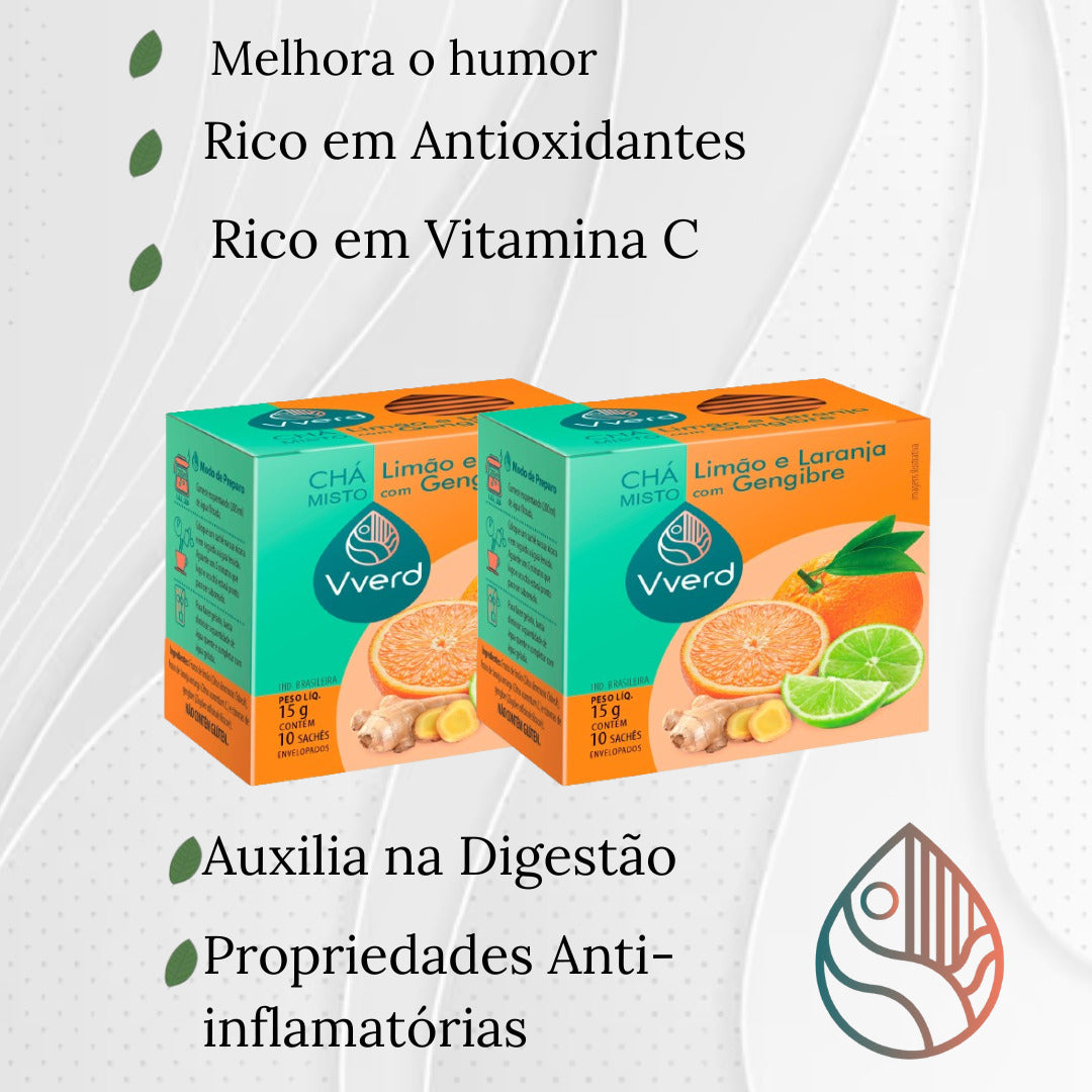 CHÁ MISTO LARANJA E LIMÃO COM GENGIBRE VVERD