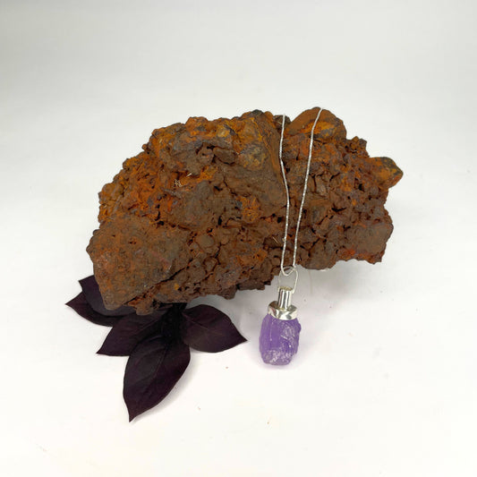 PINGENTE BRUTO AMETISTA P E CORRENTE 45CM