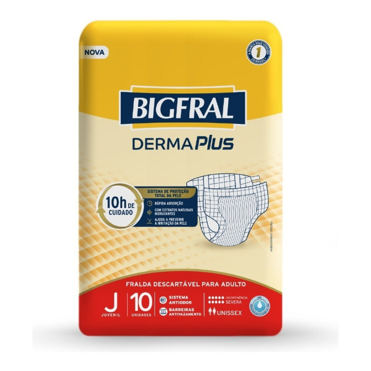 FRALDA BIGFRAL DERMA PLUS JUVENIL 10 UNIDADES