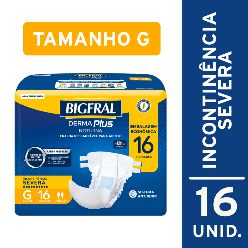 Bigfral Derma Plus Noturna Econômica G com 16 Unidades