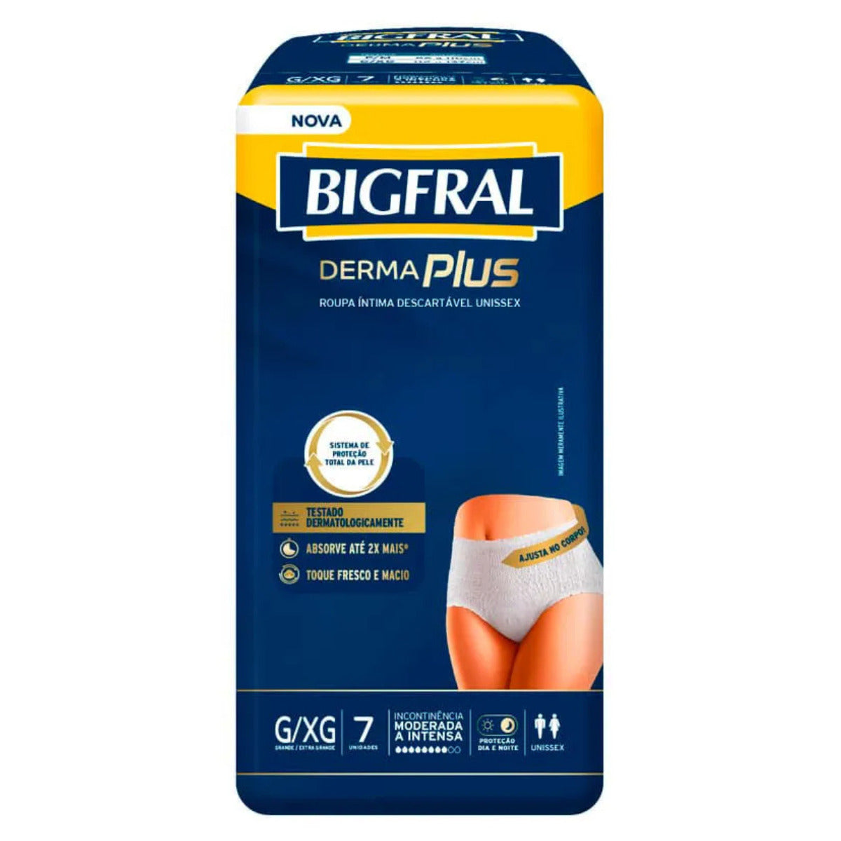 FRALDA BIGFRAL ROUPA INTIMA DERMA PLUS G/XG 7 UNIDADES