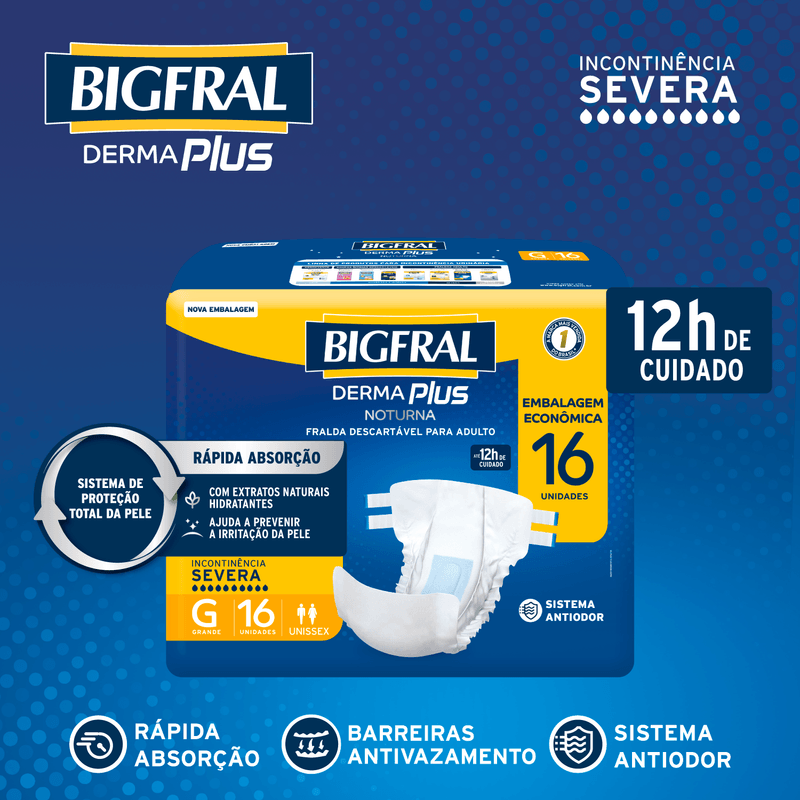Bigfral Derma Plus Noturna Econômica G com 16 Unidades