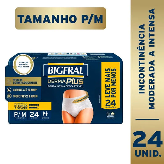 Bigfral Roupa Íntima Derma Plus P/M com 24 Unidades