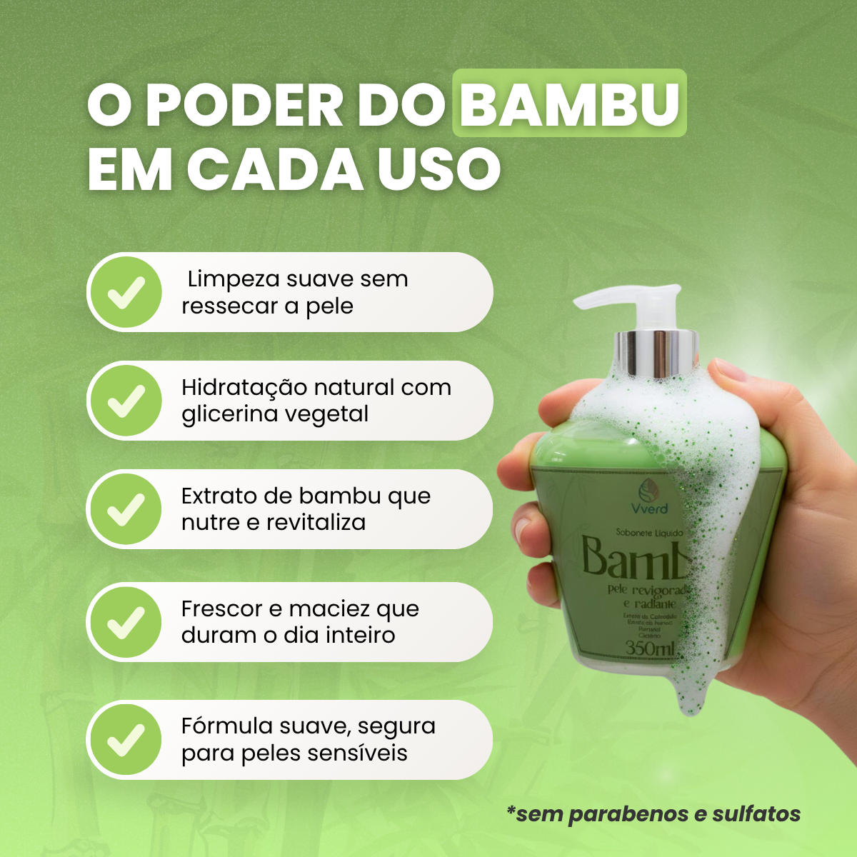 SABONETE LIQUIDO BAMBU 350 ML VVERD