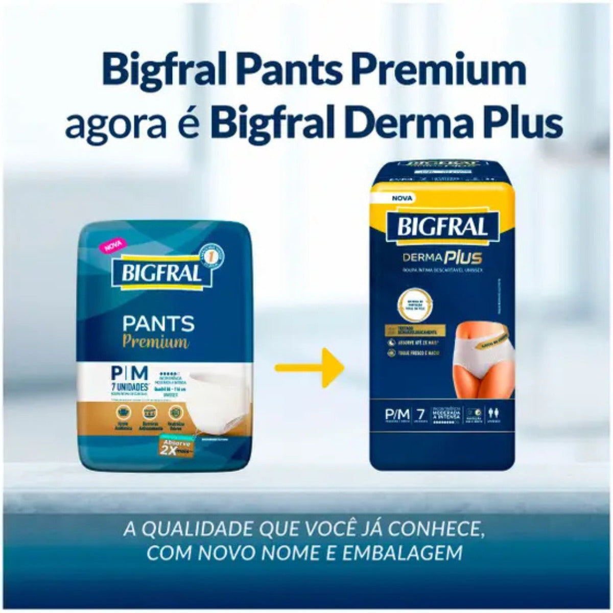 FRALDA BIGFRAL ROUPA INTIMA DERMA PLUS P/M 7 UNIDADES
