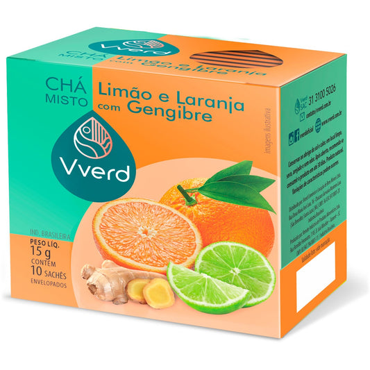CHÁ MISTO LARANJA E LIMÃO COM GENGIBRE VVERD
