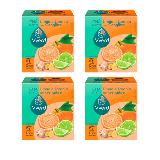 KIT 4 CHÁS LIMÃO E LARANJA COM GENGIBRE VVERD
