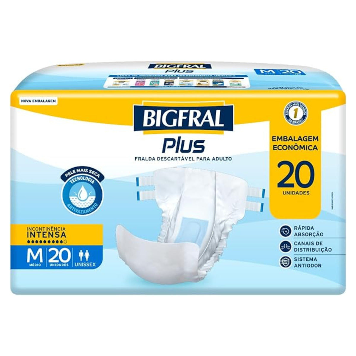 FRALDA BIGFRAL PLUS ECONOMICA M 20 UNIDADES
