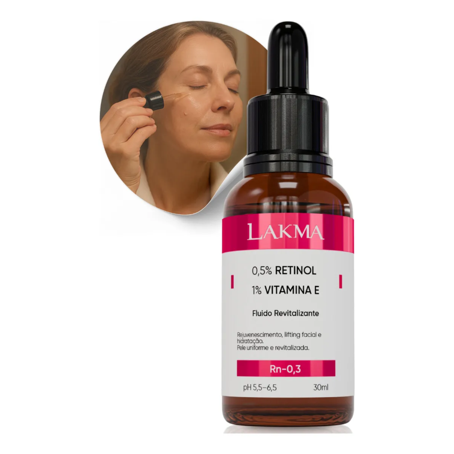 SÉRUM FACIAL RETINOL 0,5% + VITAMINA E 1% – 30ml LAKMA