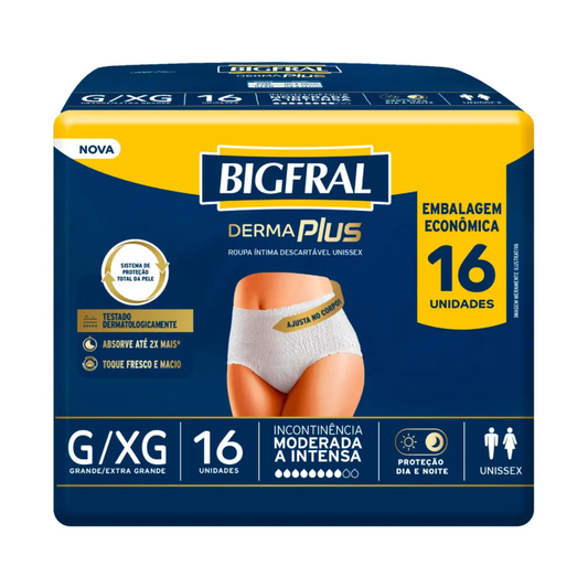 BIGFRAL DERMA PLUS ROUPA ÍNTIMA G/XG COM 16 UNI