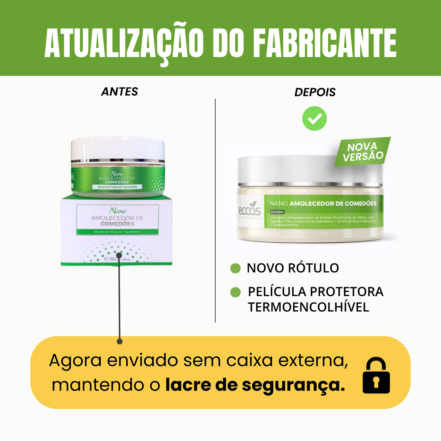 CREME EMOLIENTE NANO AMOLECEDOR DE COMEDÕES 150g ECCOS