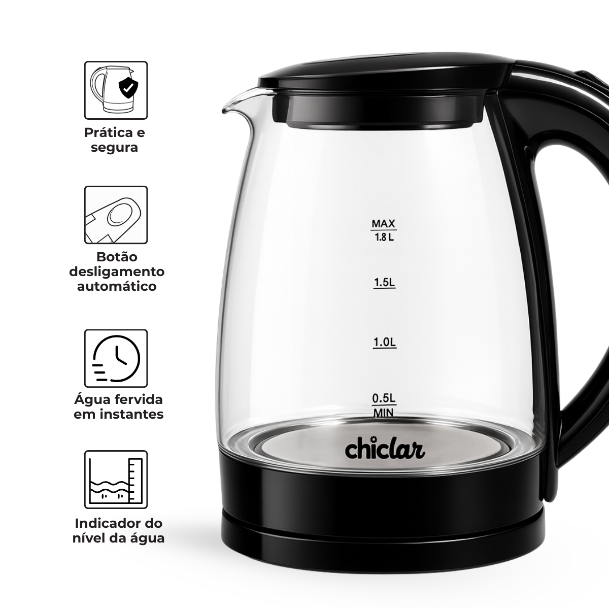 Chaleira Elétrica Glass