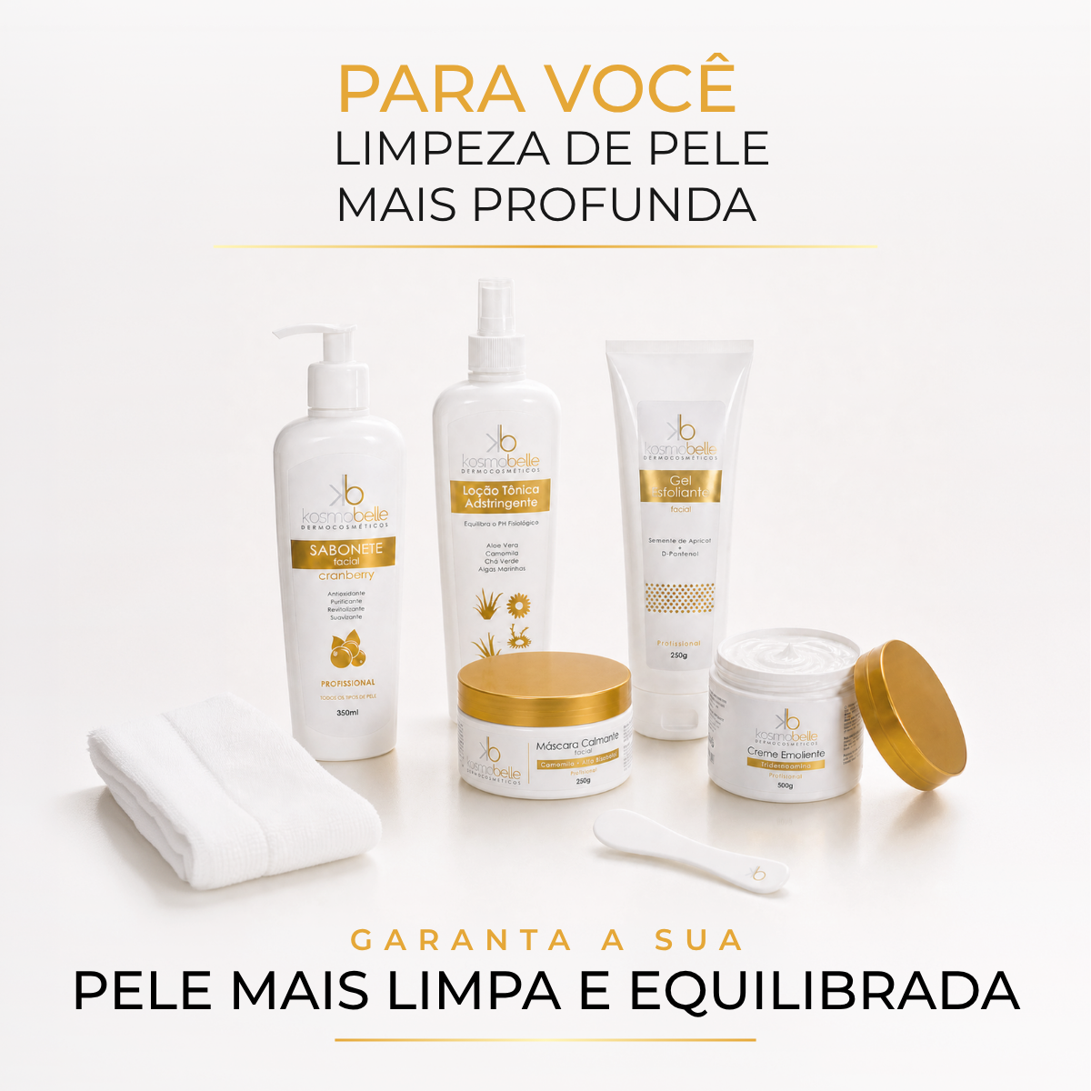 KIT LIMPEZA DE PELE PROFISSIONAL KOSMOBELLE- 5 ITENS