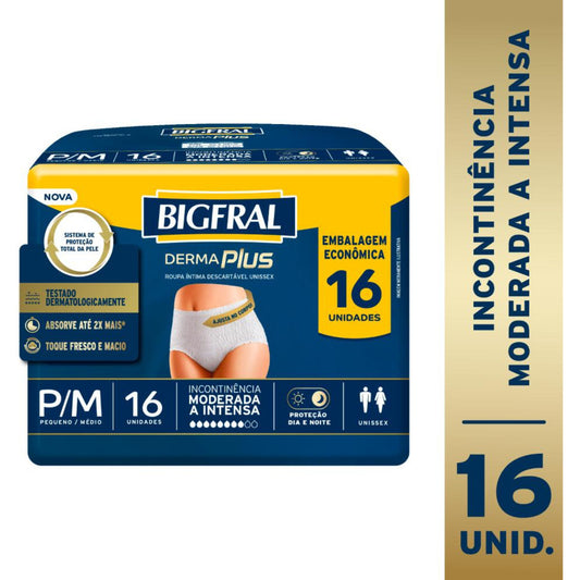 FRALDA BIGFRAL ROUPA INTIMA DERMAPLUS P/M 16 UNIDADES