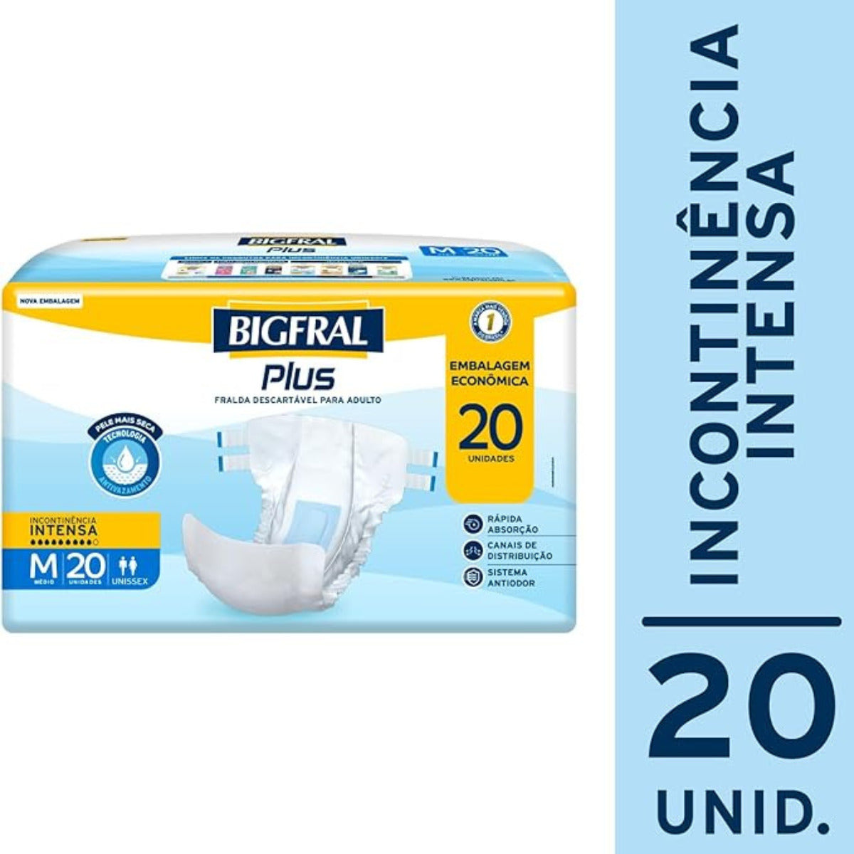 FRALDA BIGFRAL PLUS ECONOMICA M 20 UNIDADES