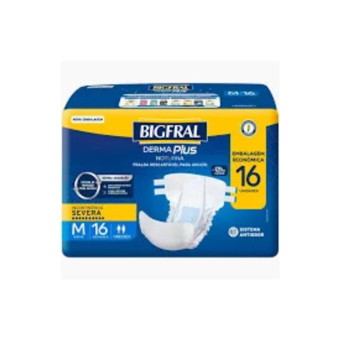Bigfral Derma Plus Noturna Econômica M com 16 Unidades