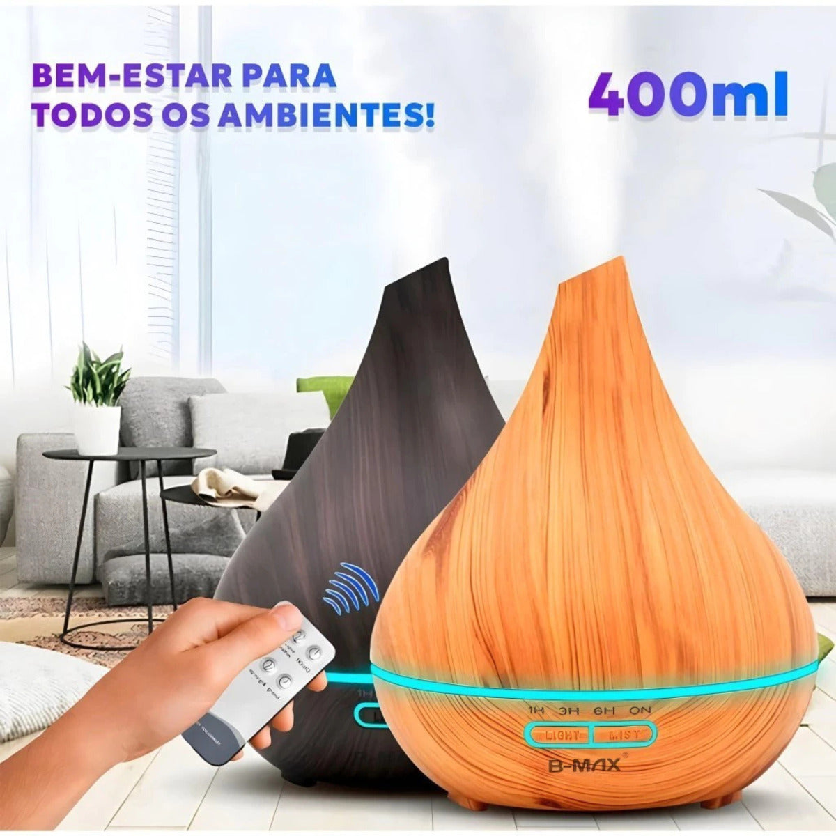 DIFUSOR GOTA MADEIRA CLARA 400ML