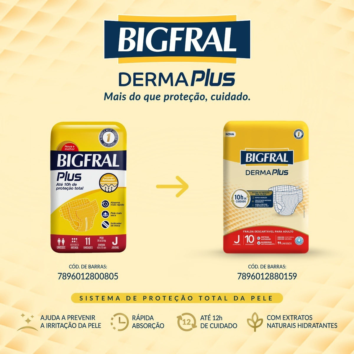 FRALDA BIGFRAL DERMA PLUS JUVENIL 10 UNIDADES