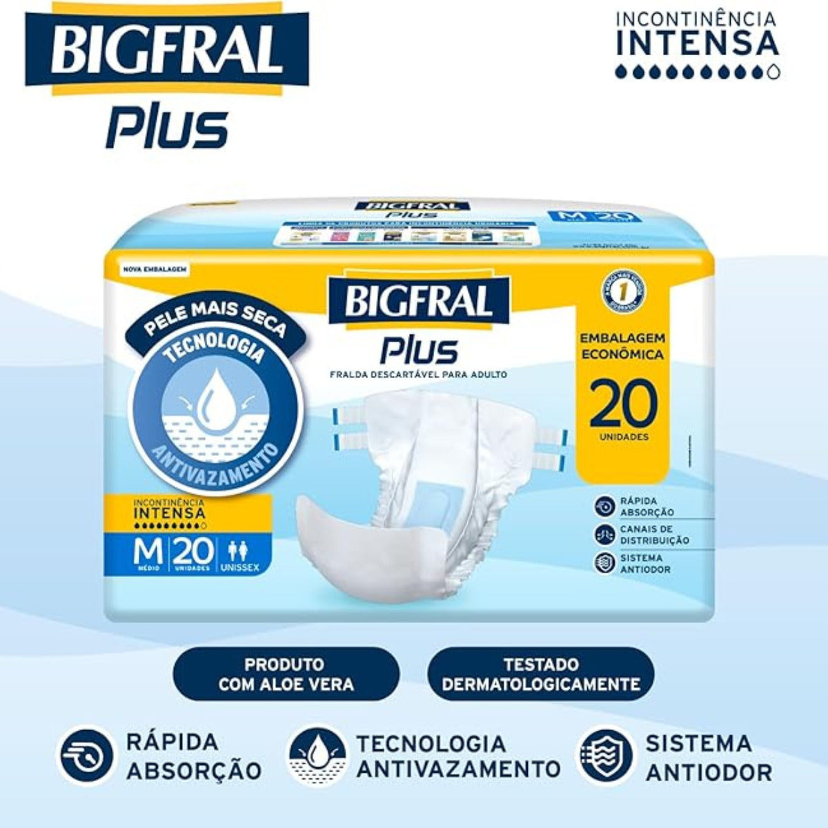 FRALDA BIGFRAL PLUS ECONOMICA M 20 UNIDADES