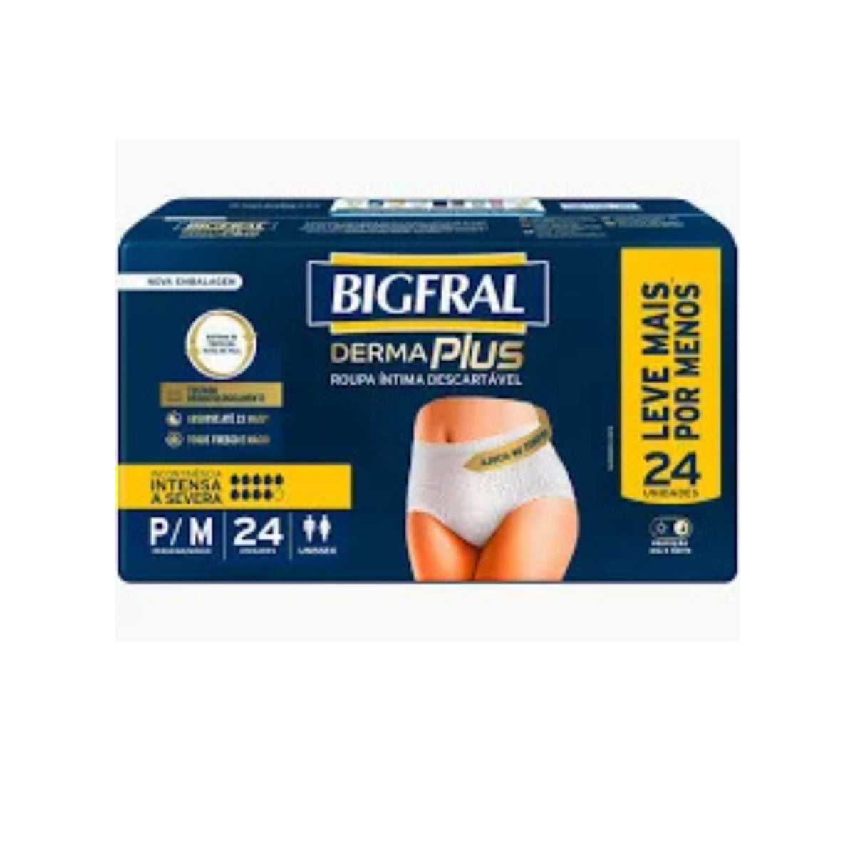 Bigfral Roupa Íntima Derma Plus P/M com 24 Unidades