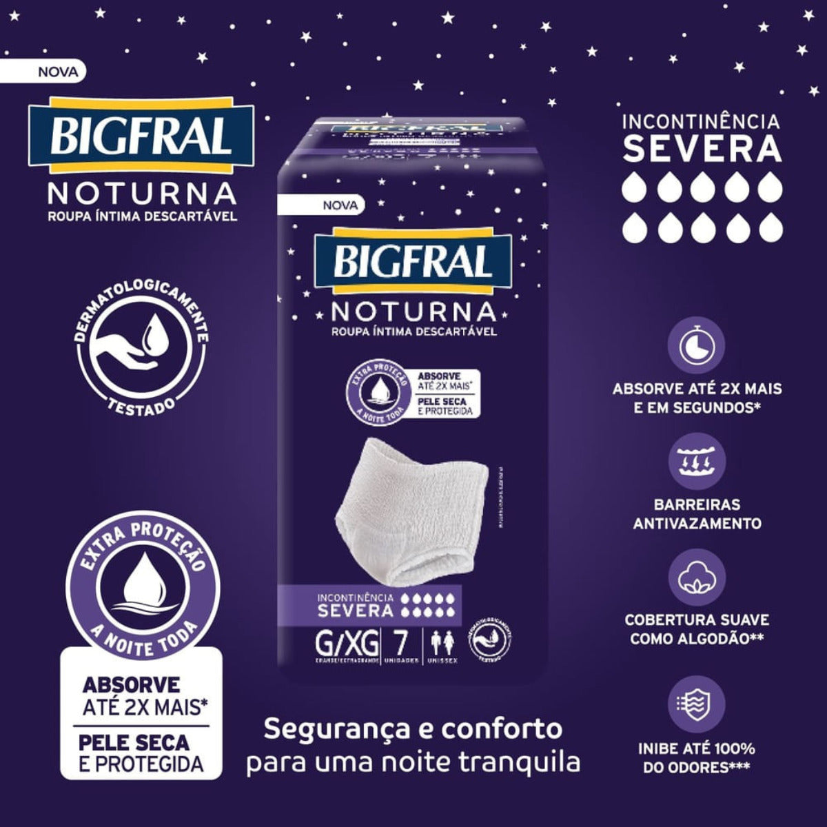 FRALDA BIGFRAL ROUPA INTIMA NOTURNA G/XG 7 UNIDADES