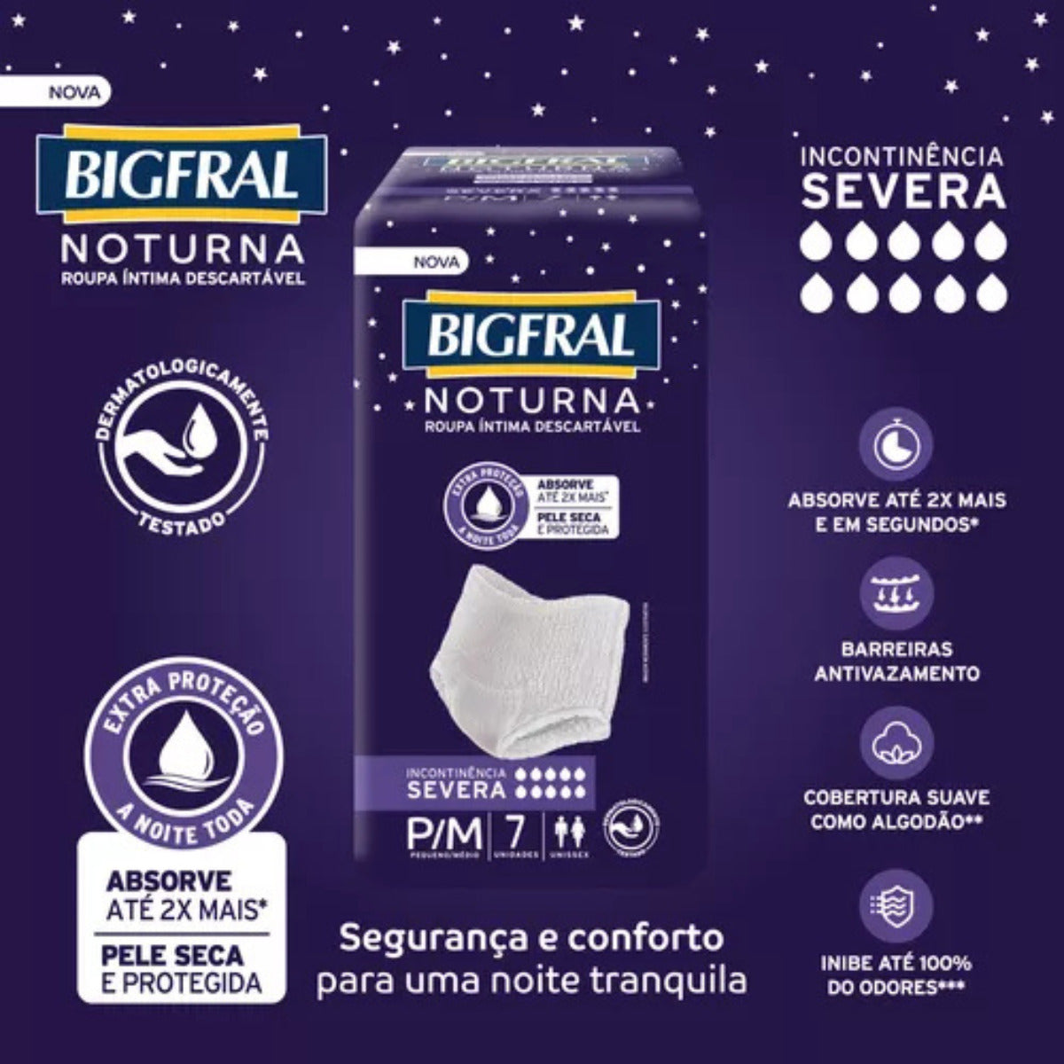 FRALDA BIGFRAL ROUPA INTIMA NOTURNA P/M  7 UNIDADES