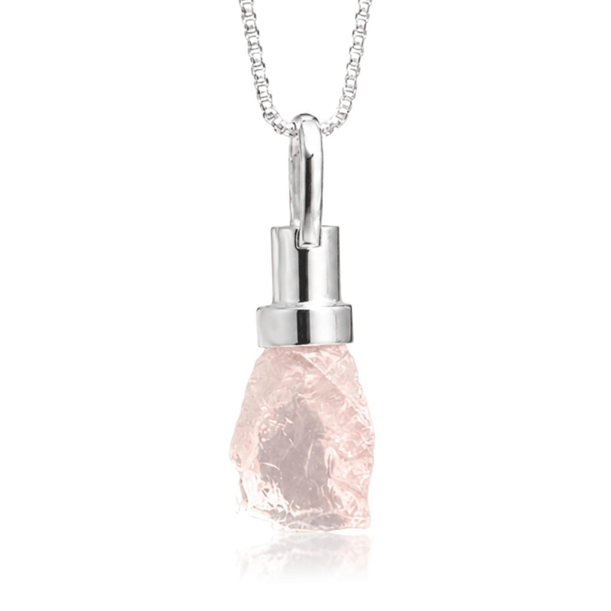 Difusor Pessoal Bruto Quartzo Rosa P Com Corrente Prata 925 45cm