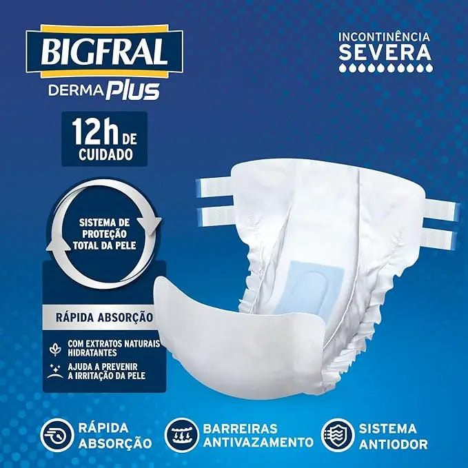 Fralda Bigfral Derma Plus Noturna M 8 Unidades