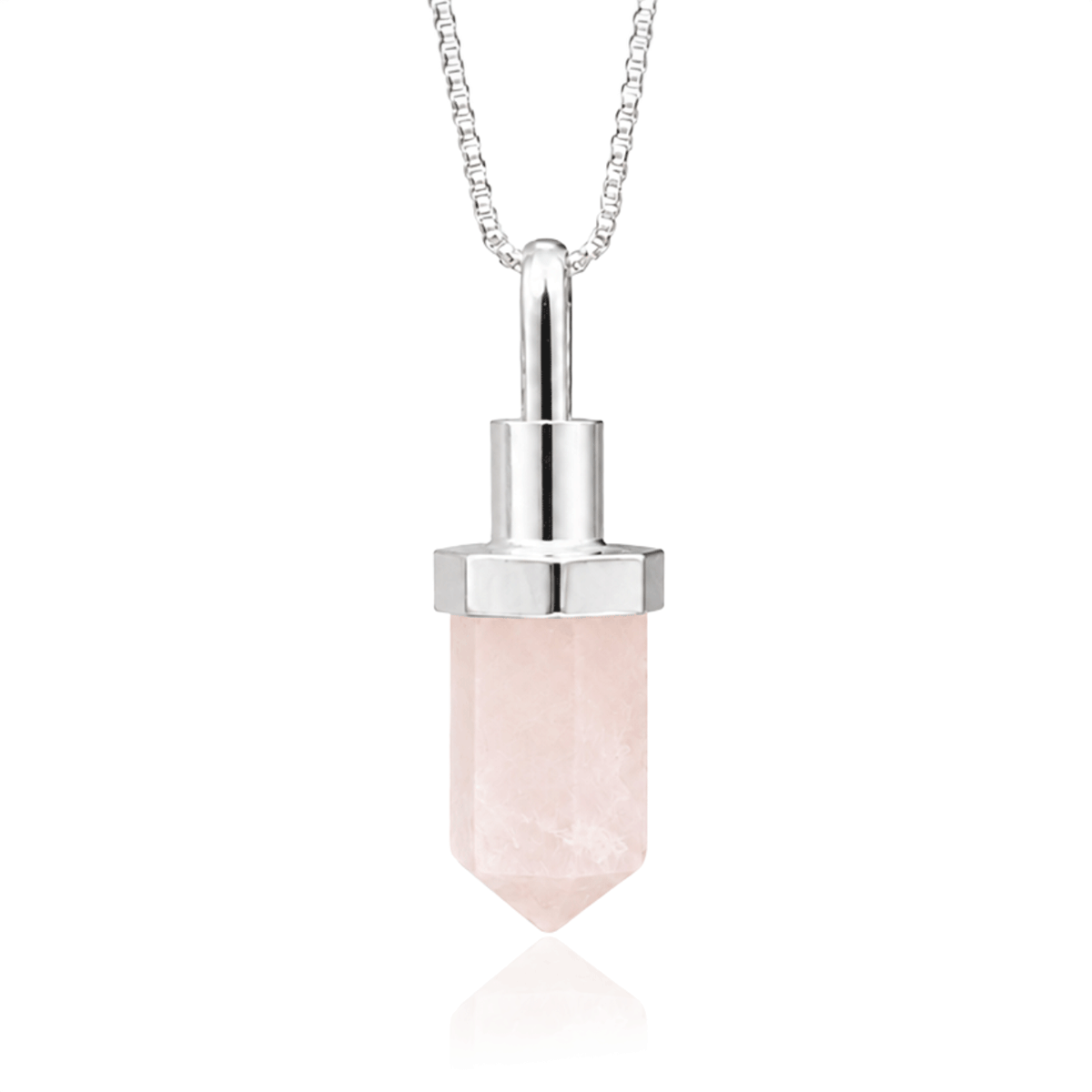 Colar Difusor Quartzo Rosa Lapidado P Pedra Natural + Corrente 45cm