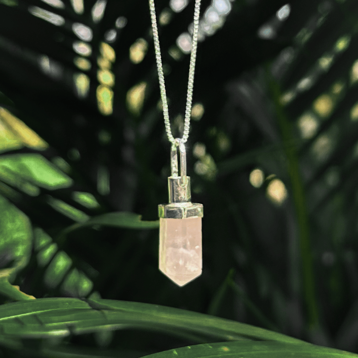 Colar Difusor Quartzo Rosa Lapidado P Pedra Natural + Corrente 45cm