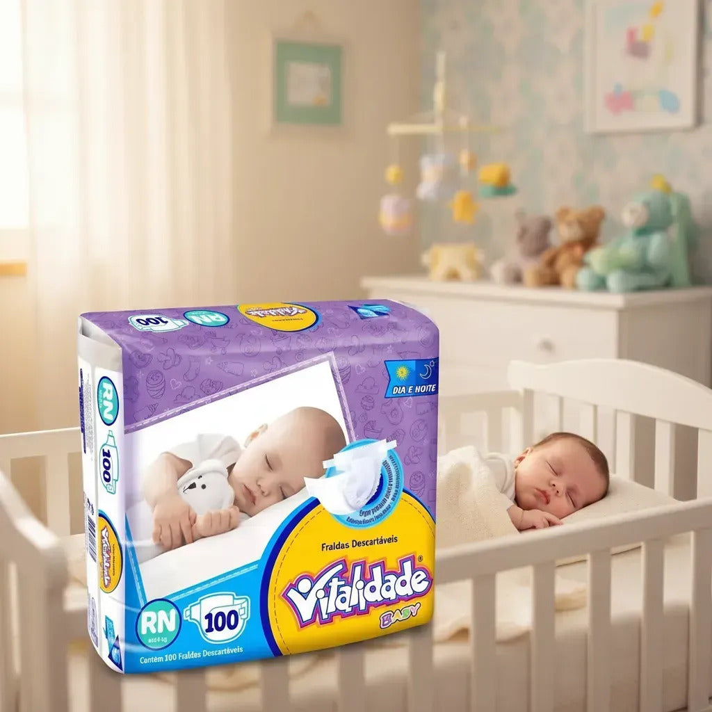 FRALDA VITALIDADE BABY RN COM 100 UNI