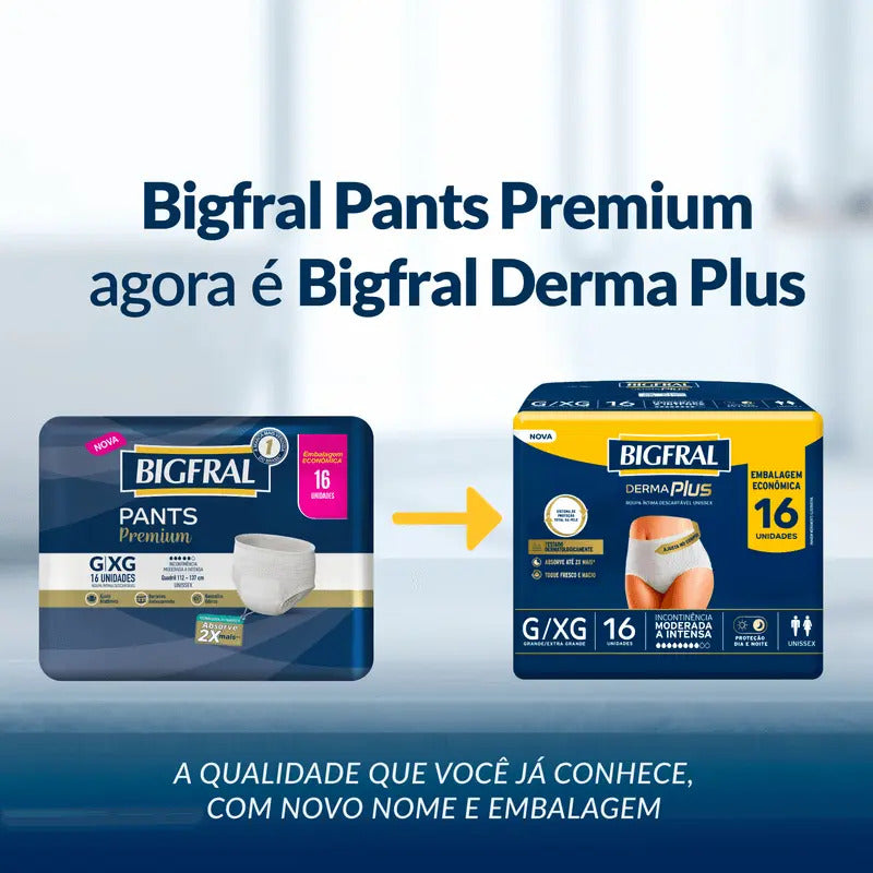 BIGFRAL DERMA PLUS ROUPA ÍNTIMA G/XG COM 16 UNI