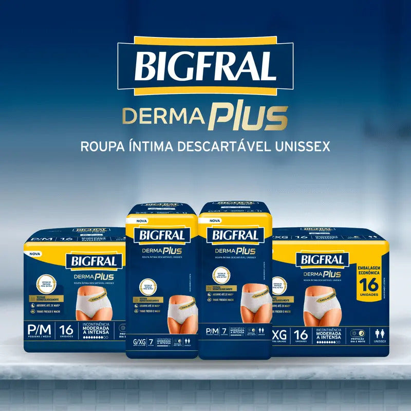 BIGFRAL DERMA PLUS ROUPA ÍNTIMA G/XG COM 16 UNI