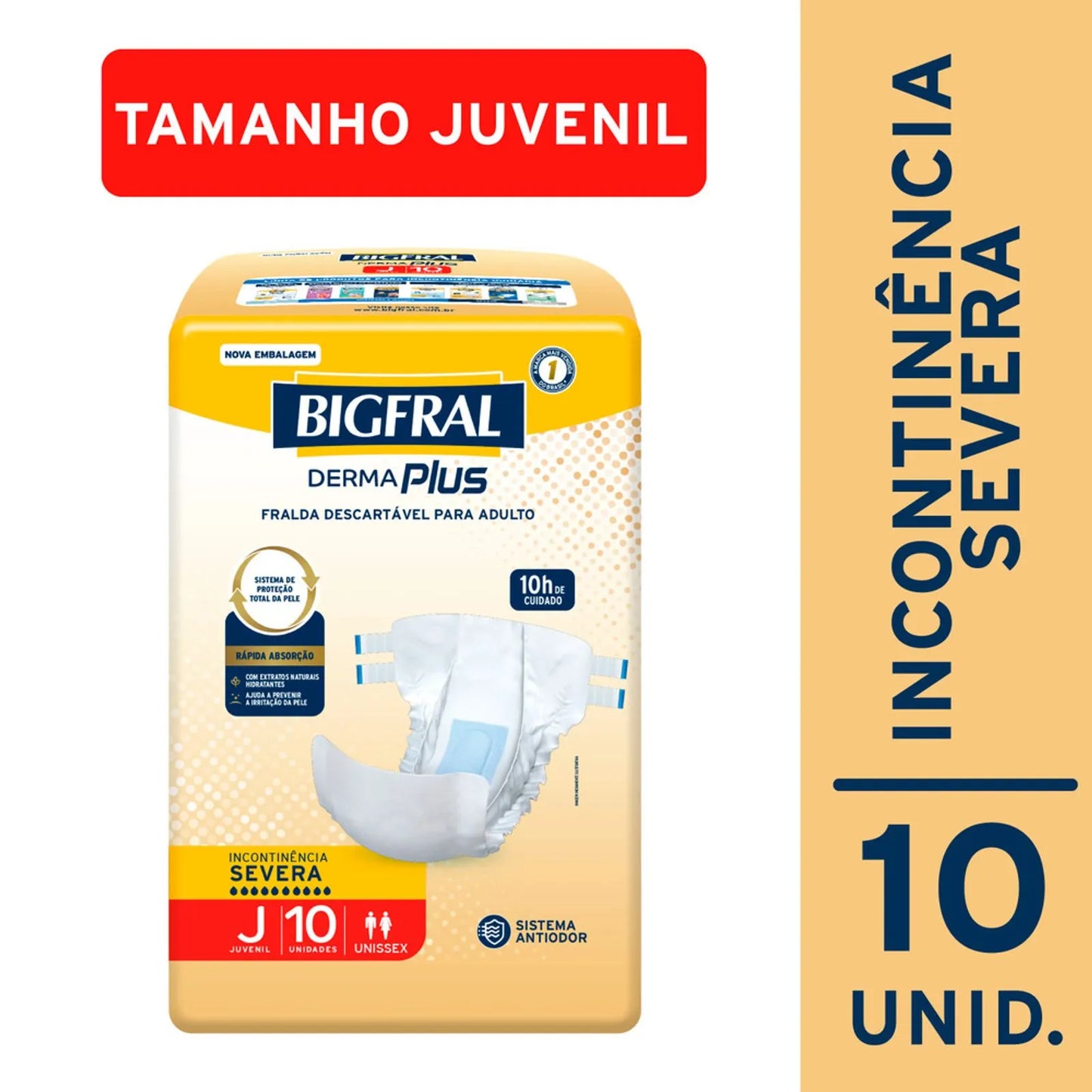 Fralda Bigfral Derma Plus Juvenil com 10 Unidades