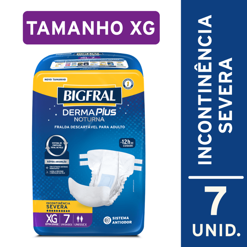 Bigfral Derma Plus Noturna Tamanho XG com 7 Unidades