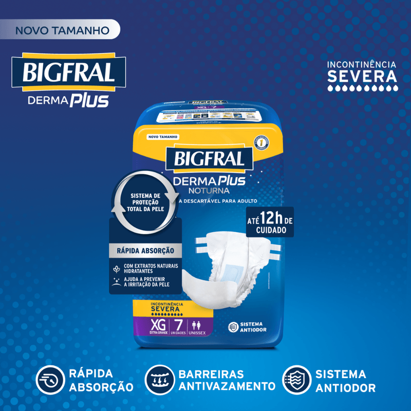 Bigfral Derma Plus Noturna Tamanho XG com 7 Unidades